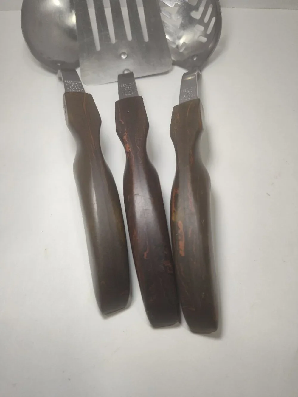 Vintage CUTCO No. 12, 13 & 16 Kitchen Utensil Set Brown Marble Handles USA